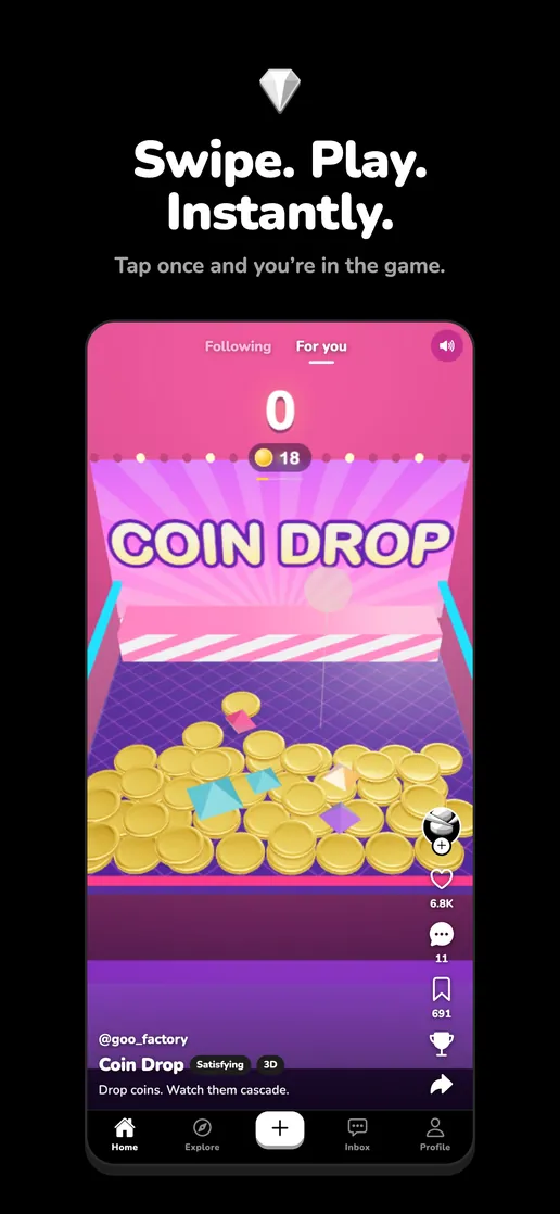 Oneshotgems screenshot: swipe